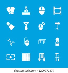 Professional icon. collection of 16 professional filled icons such as field, tie, holding document, medical scissors, mouse. editable professional icons for web and mobile.