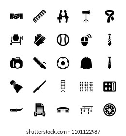 Professional icon. collection of 25 professional filled icons such as comb, hairdresser peignoir, eyeshadow palette, gloves. editable professional icons for web and mobile.