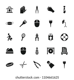 Professional icon. collection of 25 professional filled icons such as barber brush, coloring brush, gloves, pliers. editable professional icons for web and mobile.