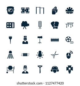 Professional icon. collection of 25 professional filled icons such as barber brush, concrete mixer, doctor, soft box. editable professional icons for web and mobile.