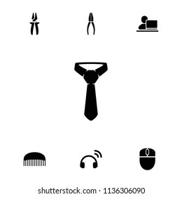Professional icon. collection of 7 professional filled icons such as headset, comb, tie, man with laptop, pliers. editable professional icons for web and mobile.