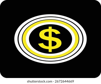 Un icono profesional con un signo de dólar dentro de un óvalo protector, perfecto para representar la estabilidad financiera, la inversión, la banca y los conceptos relacionados con la riqueza.