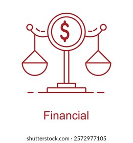 A professional icon representing financial scales, symbolizing legal aspects of finance and monetary matters.