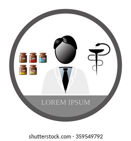 Professional icon in the ring - pharmacist, man