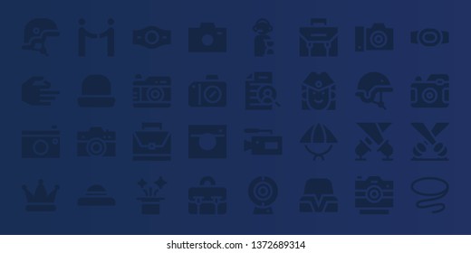 professional icon set. 32 filled professional icons. on blue background style  