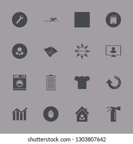 professional icon set with chimney, wrench and growing graph vector illustration
