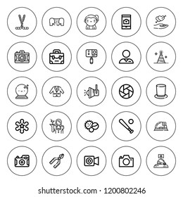 Professional icon set. collection of 25 outline professional icons with ball, balls, baseball, briefcase, camera, discussion, facetime, hand, hockey icons. editable icons.
