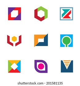 Professional icon set of creative company logo brand build network