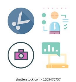 professional icon set. vector set about graphics, scissors, photo camera and computer icons set.