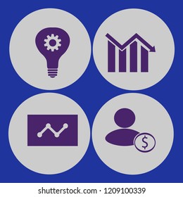 professional icon. professional vector icons set statistics, idea, businessman and descending graph