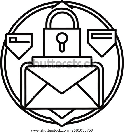 A professional icon-logo set featuring symbols for email, locked folders, file uploads, and downloads. Perfect for apps, websites, or software requiring secure file management