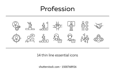 Professional icons. Line icons collection. Employee search, business group, meeting. Leadership concept. Vector illustration can be used for topics like business, human resources, partnership