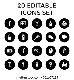 Professional icons. set of 20 editable filled professional icons such as barber brush, eyeshadow palette, coloring brush. best quality professional elements in trendy style.