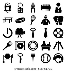 professional icons set. Set of 25 professional filled icons such as comb, barber brush, eyeshadow palette, coloring brush, tie, table, nippers, concrete mixer, nurse
