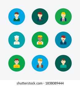 Professional icons set. African worker and professional icons with hotel receptionist, manager and dentist. Set of corporate for web app logo UI design.