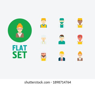 Professional icons set. Arab worker and professional icons with indian worker, construction worker and chef. Set of ethnic for web app logo UI design.