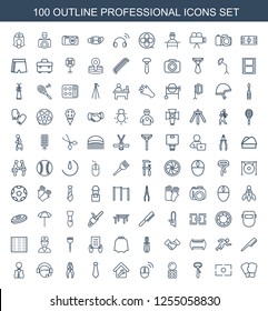 professional icons. Trendy 100 professional icons. Contain icons such as boxing gloves, camera focus, tie, eyeshadow palette, computer mouse. professional icon for web and mobile.