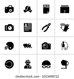 Professional icons. vector collection filled professional icons. includes symbols such as cv, handshake, sweeper truck, gloves, call center. use for web, mobile and ui design.