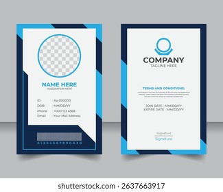 Professional ID Badge Design Template for Companies, Modern Staff ID Card Template, Clean and Corporate Look
