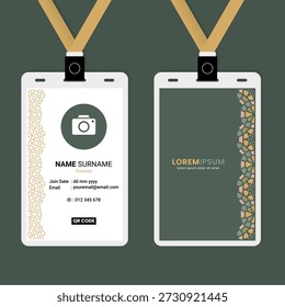 Design de cartão de identificação profissional com elegante padrão de mosaico arabesco islâmico