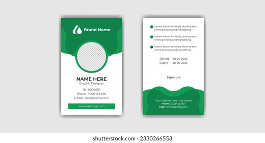 Professional id card design template. Corporate staff Id card design