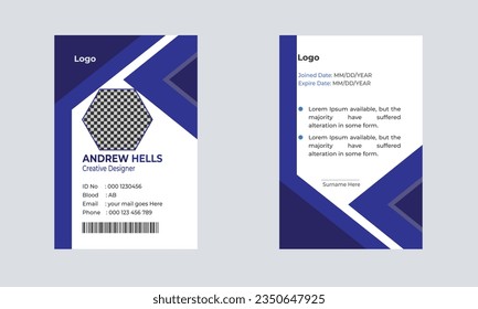 professional id card design template with . corporate modern business id card design template.