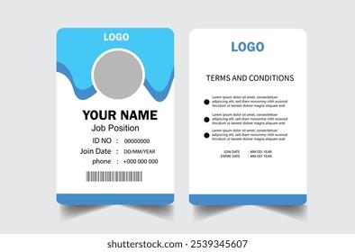 professional id card design template. Modern and clean business id card template. with blue color. corporate modern business id card design template. Company employee id card template.