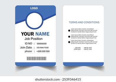 professionelle ID-Karte Design-Vorlage. Moderne und saubere Vorlage für Visitenkarten. mit blauer Farbe. Vorlage für das Design einer modernen Business-ID-Karte. Vorlage für Personalausweis des Unternehmens.