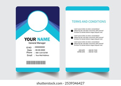 professional id card design template. Modern and clean business id card template. with blue color. corporate modern business id card design template. Company employee id card template.