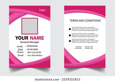 professional id card design template. Modern and clean business id card template. with blue color. corporate modern business id card design template. Company employee id card template.
