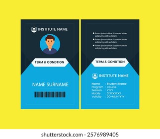 professional id card design template. Modern and clean business id card template. with blue color. corporate modern business id card design template. Company employee id card template.