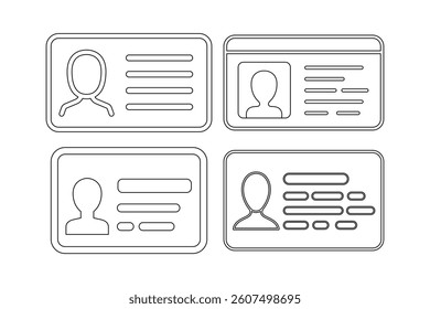 Professional ID Card Icon Collections, id card icon vector illustration, employee id badge icon, office staff id card vector, digital identity card symbol