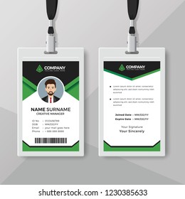 Professional ID card template with green details
