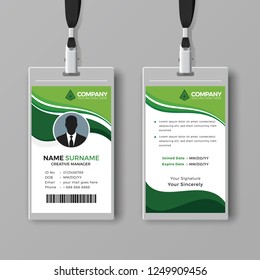 Professional ID card template with green details