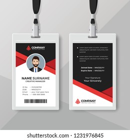 Professional ID card template with red details