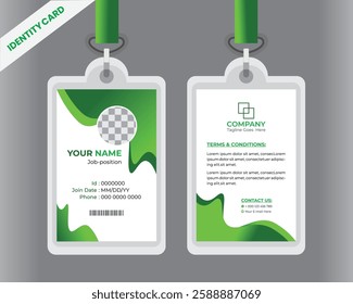 Professional Identity Card Mockup with Elegant Green Wave Theme