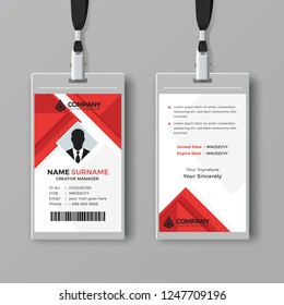 Professional identity card template with red details
