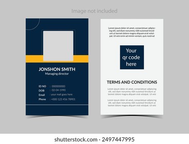 Professional Identity Card Template Vector for Employee and Others, corporate card key, personal security badge, press event pass template