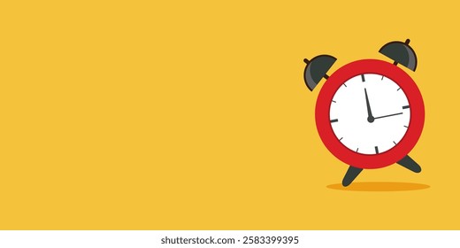 Professional illustration of alarm clock with space for text on yellow background