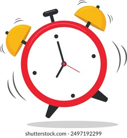 Eine professionelle Illustration, die das Alarmsymbol zeichnet, das um 8 Uhr auf weißem Hintergrund schlägt