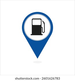 Professional illustration of fuel icon with geolocation and pin on white background
