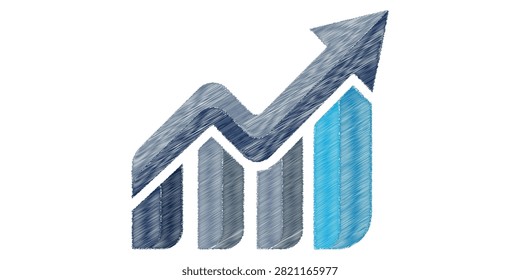 Professional illustration of a growth chart with upward arrow representing progress and success in business and finance.