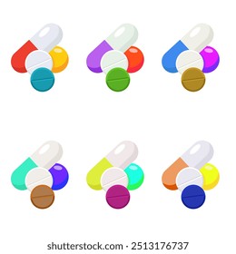 Professional illustration of a pill pack icon with other pills on a white background