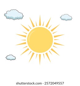 Professional illustration of rising sun with clouds