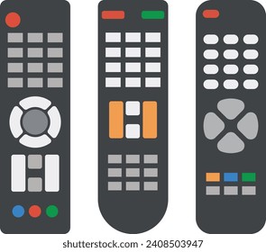 A professional illustration of three remote devices on a white background