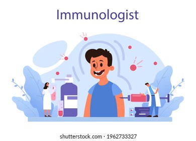Professional immunologist. Idea of healthcare, virus prevention.