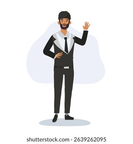 professional indian businessman greeting pose. waving hand