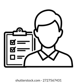 Profissional individual analisando checklist na área de transferência isolado no fundo transparente