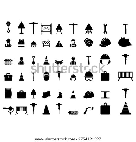 Professional Industrial Construction Site Infrastructure and Tool Mega Icon Set icon
High-quality mega collection of black flat icons representing the entire construction life cycle, from heavy vehicles to personal protective equipment.
