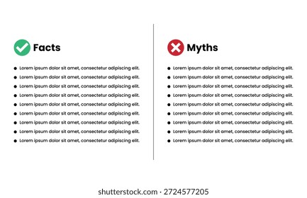Professionelle Infografik-Vorlage zum effektiven Vergleich von Fakten und Mythen